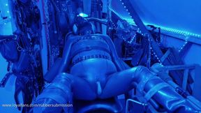 Rubber Bondage Orgasms Blue Light