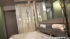 ”Brawny dude with nice abs James solo masturbates his weenie”