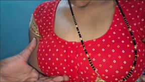 Desi Hot Big Boobs Bhabhi Wearing Red Blouse Sucking Till Cum in Mouth