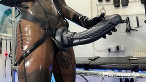 solo 2: showcasing translucent latex outfit and hankey’s toys strap-on