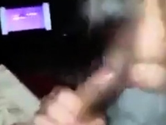 Dark haired girl drains fat guy till she gets mouth creampie