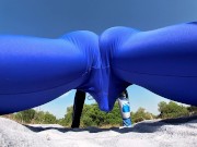 I cum without taking off my spandex after getting horny working out in leggings