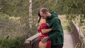 Jadilica's brother's friends ravage her small tits & mouth in a wild outdoor fuckfest