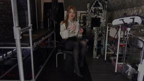 Mistress Titania spanks Her boy for going through Her satin drawers