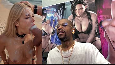 Tight Teen Blonde On A Leash At The Beach And Getting A Hardcore Bukkake Session Of Her Life, AI Generated