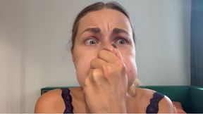Puffing out cheeks, pinching nose, holding breath (custom video) part 4