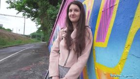 Public Agent - cute college art student with natural boobs explores a big cock&#x1F346; outside