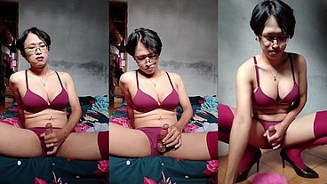 sexy hot body trans transgender slut jerk cock & solo cum