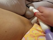 Solo Play w/Pussy Video Vibrator and Oil Rub on Shaved Pussy MUSIC