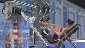 Sexy giantess crushing with feet and sitting on face while training on leg press machine -1080P with voices