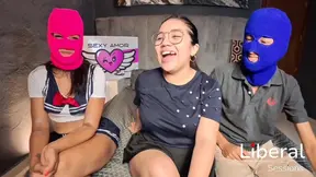 Amateur girl tries her first video while wearing a mask, feeling free