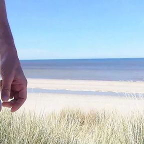 Nude walking through the Dutch dunes