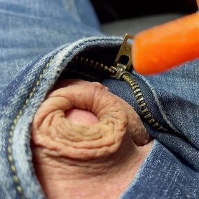 Micro penis getting jacked by baby carrot