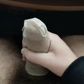 Cum in stepmom&#039;s smelly nylon sock