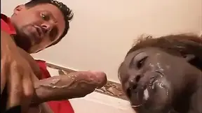 Black maid welcomes big black cock in the bathroom