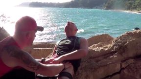 Submissed in sneakers in exhib in the beach