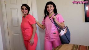 2 Nurses change your messy diaper OMG stinky!