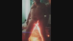 Playing with my cock and ass, standing over a bright light.