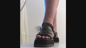 Aria shoe job and cock crush in platform sandals hide camera