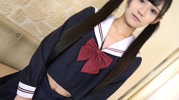 Japanese beauty. 18 years old, slender, uniform cosplay
