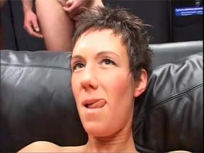 A Beautiful German Brunette Swallows 15 Cumshots