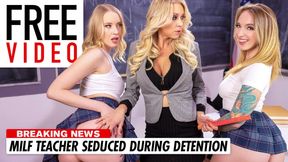 Katie Morgan seduces with big tits and teaches a threesome lesson