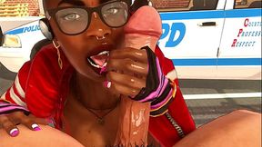 Perverted cop busts ebony cutie with big boobs