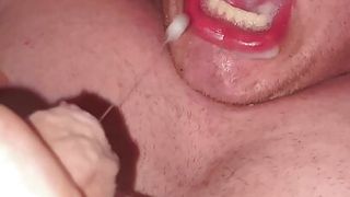 Self facial swallow own cum compilation