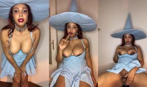 TS Witch Gags Chokes Magic Dildo Cum Gush Throat Destroyed