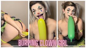Burping Clown Girl Plays With Balloons ASMR