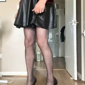 Crossdresser Strip tease satin blouse