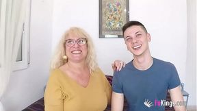 Blonde GILF Fina gives amateur blowjob next rides cock doggystyle