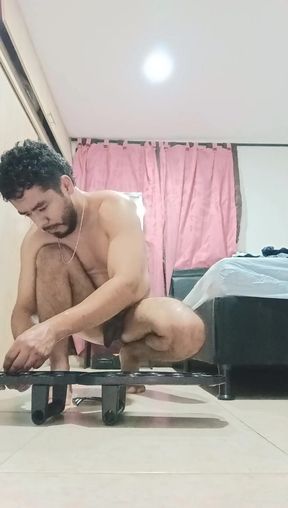 Man Exercising, Sweating and Masturbating