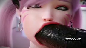 The Hana Song Lesbian Threesome - Overwatch D.Va Anal with Creampie