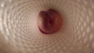 Alex-Vergara enjoys a Fleshlight in POV and gets a hot load of cum in his mouth