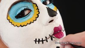 Body painted Latina bangs huge dick