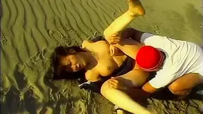 Busty Japanese gal gets things in her wet cunt