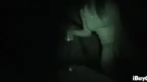 Horny brunette teasing us and getting touched outdoors