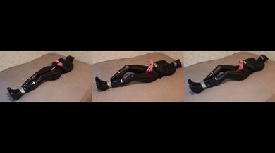 Bound Gagged Leather MILF Hunter Boots Vibrator Gushing Orgasm