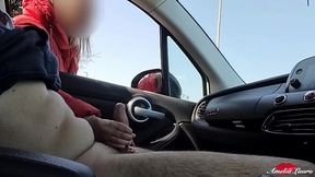 Stopped a Car To Jerk Off And A Cute Slut Helped Me Cum With a Perfect Handjob