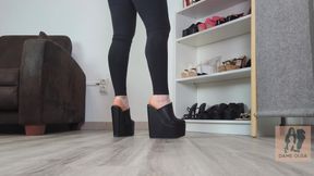 Shoejob in Wedge Clogs Shoeplay, Walking, Shoe Fetish and Cum on Shoes - Dame Olga 4K (738)