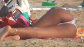 Tanned beach young lady voyeur video