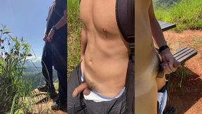 exposed hiking (pee on lookout&cum by picnic table)