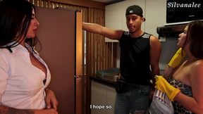 lonely milf silvana lee, obsessed with sex, proposes a threesome to strangers - milan rodriguez & ema ribeiro