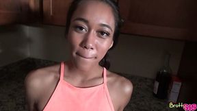 Horny stepbrother fucks addicted to sex ebony stepsister Aria Skye