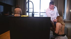 Wife'_s Sister gave me the best blowjob and swallowed my cum while my wife was cooking breakfast
