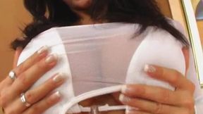 ”Bianca's tits bounce & she uses toys in her muff”