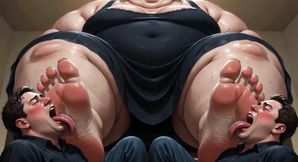 Obese SSBBW Foot Domination - Male Slaves Cleaning Her Big Soft Feet