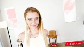 ”Skinny Flexible Teen w Bushy Cooter Spreads Wide”