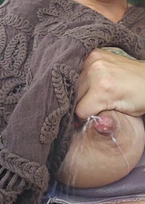 Solo lactating Pinay teen with average blonde hair and a mix